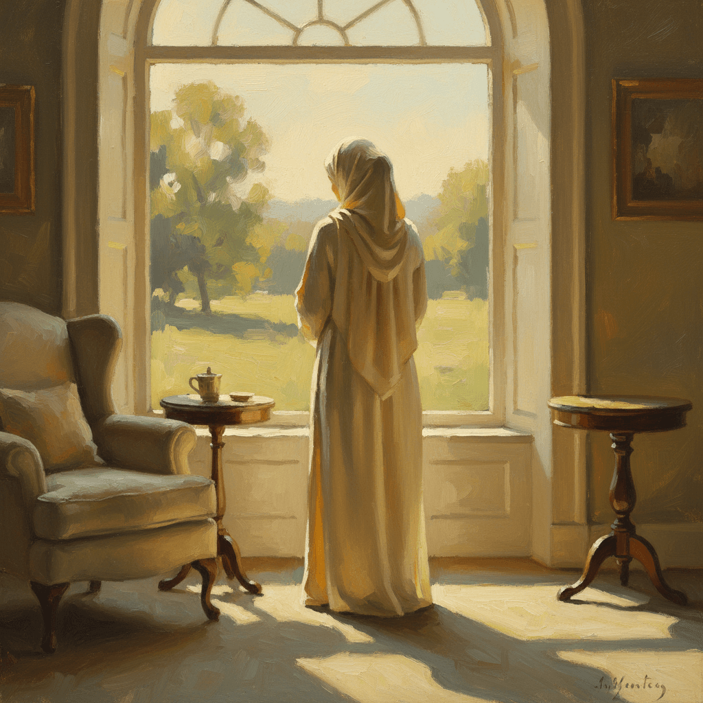 A silhouette of a woman standing in soft warm light, representing questions about body modification and Islamic rulings