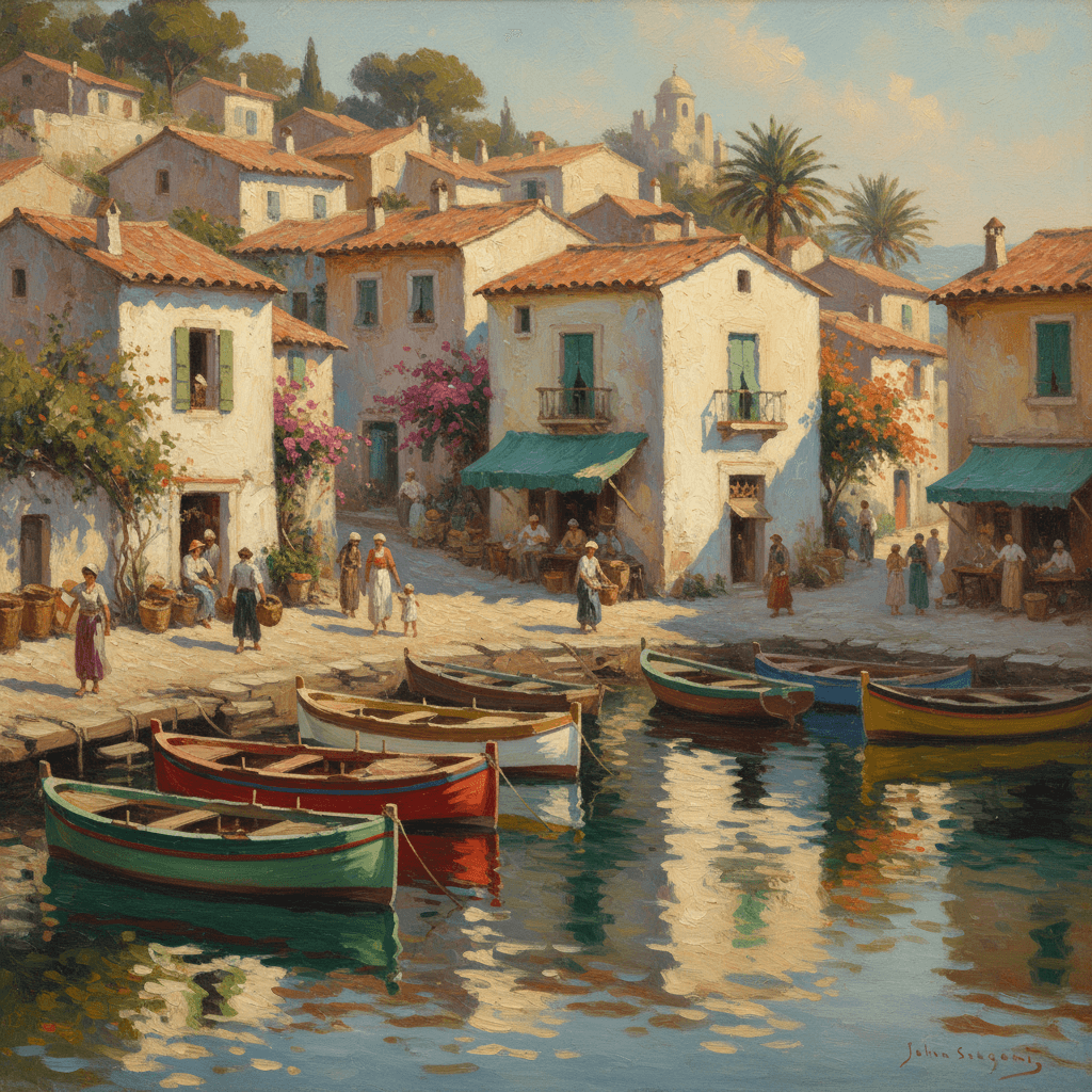 Colorful playful geometric patterns in warm Mediterranean tones