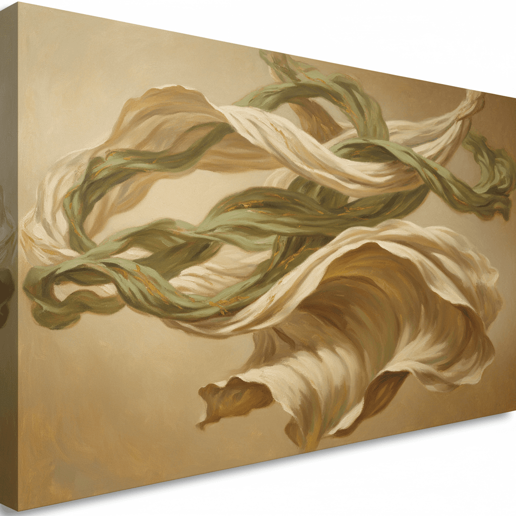 Is dancing haram in Islam — flowing fabric in motion with warm golden and green tones