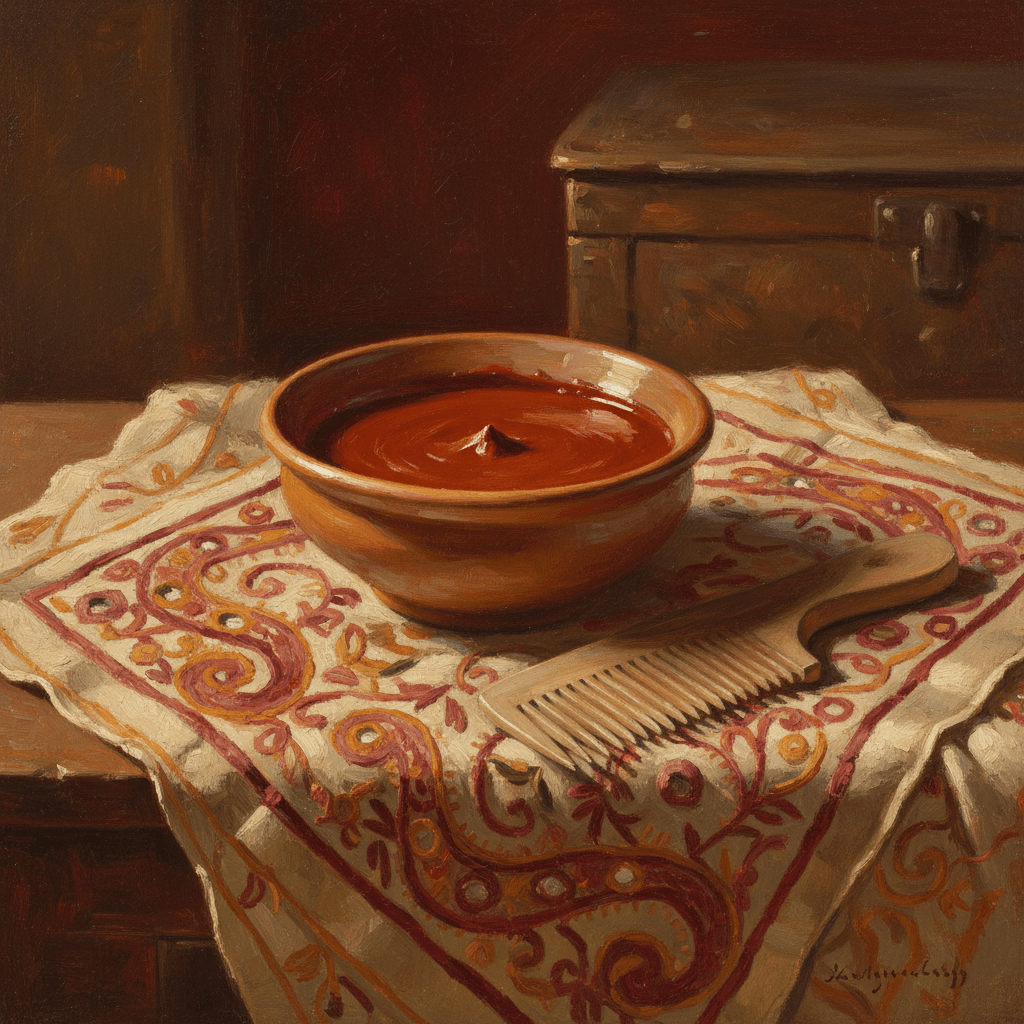 A selection of natural hair dye colors including henna, illustrating permissible hair coloring in Islam