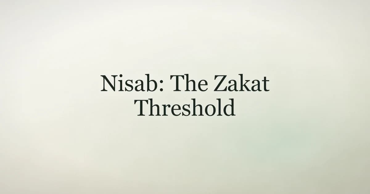 Nisab: The Zakat Threshold, title card in serif type on a cream background